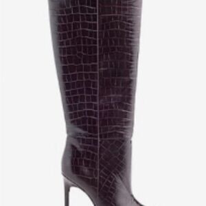 Express Brown/Maroon Croc-Patterned Heeled Boots